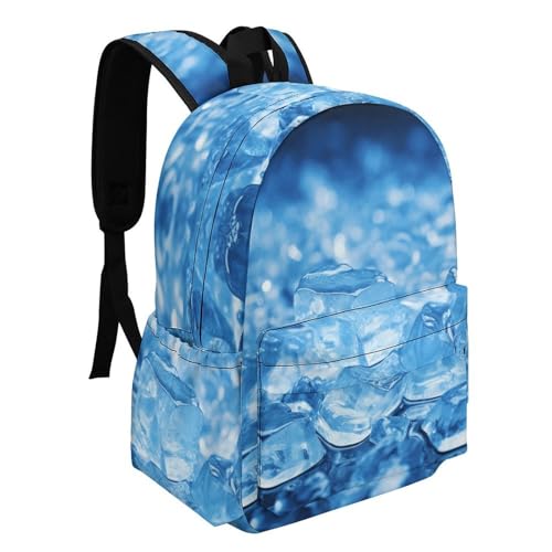 Blue Ice Cube Background Printed Backpack Water-Resistant Pack Bulk Backpack Lightweight Travel Backpack2