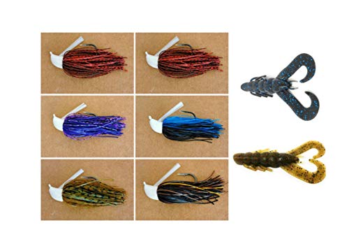 32886 Bass Jigs for Bass Fishing Pack Bulk Set Kit Flipping Jigs Weedless Jigs Swim Jigs Pitching Jigs Football Jigs (Universal Bass Jigs 6 of Pack(3/4oz, 5/0, 6 Colors) with Trailers)