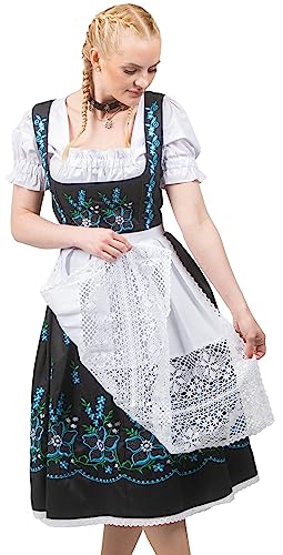 Dirndl Trachten Haus Women's 3-Piece Long Black Dirndl Dress Set For German Oktoberfest 8 Small