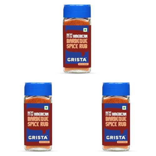 Image of CRISTA American Barbeque Spice Rub | International Spices Blend | BBQ Seasoning for Vegetables & Paneer | Zero added Colours, Fillers, Additives & Preservatives | 50 gms (Pack of 3)