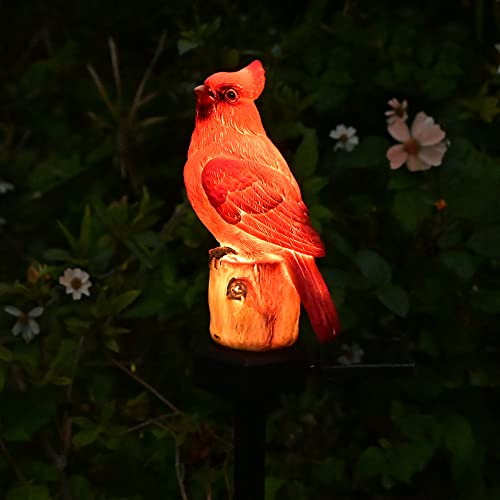 Juliahestia Cardinal Garden Decor Bird Figurine Solar Light Outdoor Stake Patio Yard Lawn Porch Cute Pathway Christmas Decorations Outside Gift Red #TOP4
