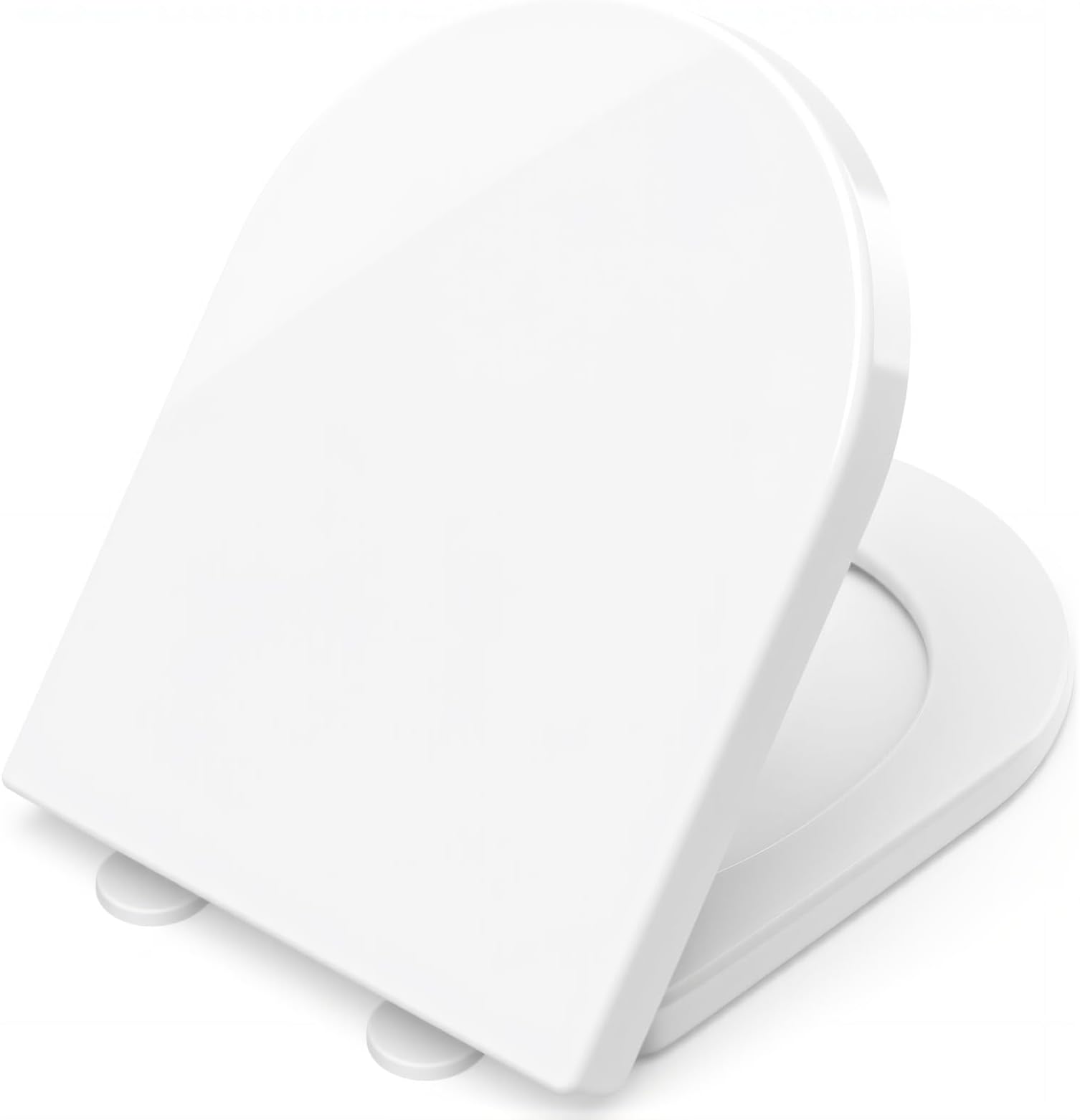 D Shape Soft Close Toilet Seat, White Toilet Seats with Quick Release for Easy Cleaning, Adjustable Stainless Hinges, Simple Top Fixing, Anti-Bacterial & Durable PP Material