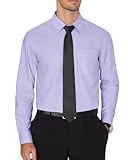J.VER Camisas de vestir para hombre, sin arrugas, de manga larga, formal, camisas sólidas, para negocios, casual, con botones, para boda y graduación, Lila Púrpura, Medium
