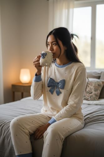 Image of Ceramic Blue Bow Cup with Legs | Cute Designer Coffee Mug | Handcrafted Aesthetic Tea Cup | Microwave & Dishwasher Safe | Unique Gift Mug for Girls & Special Occasions