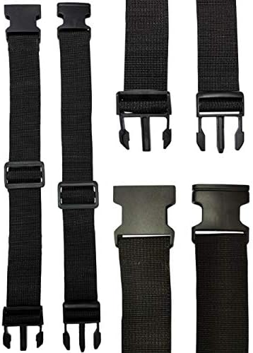 2 x 38mm (1.5”) Adjustable Webbing Belt Extension Straps – 10" to 18" Waist Extender for Travel Bum Bags, Bags, Backpacks, Luggage, Chest Bags – Heavy Duty Strap Extender (Pack of 2)