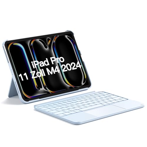 Inateck ACE Touch KB04122 Étui avec Clavier, Clavier Ultra léger Uniquement pour iPad Pro 11 2024 M4, Amovible, avec pavé Tactile, Support Portrait/Paysage, QWERTZ