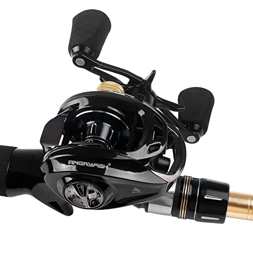 Angryfish Agcr-B Baitcasting Reels,5.7Oz Lightweight,New Compact Design Fishing Reel,Anti-Corrosion Ball Bearings Casting Reels,Carbon Fiber Drag,6.5:1 Gear Ratio(Right Handed) #TOP2