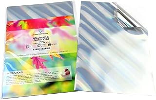 Evergreen Goods A4 Holographic Silver Vinyl Self Adhesive Sticky Back, Tilted Pattern, Inkjet and Laser Printable (10)