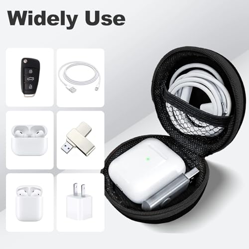 Image of 2Pack Round Earbud Case Portable EVA Carrying Case Storage Bag Cell Phone Accessories Organizer with Carabiner for Earphone, Earbud, Earpieces, SD Memory Card, Camera Chips, Black /Purple