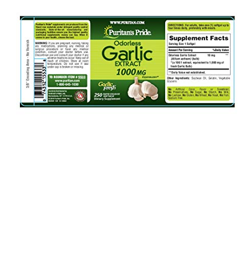 Puritan'S Pride 5533 Odorless Garlic 1000 Mg Rapid Release Softgels thumb #4