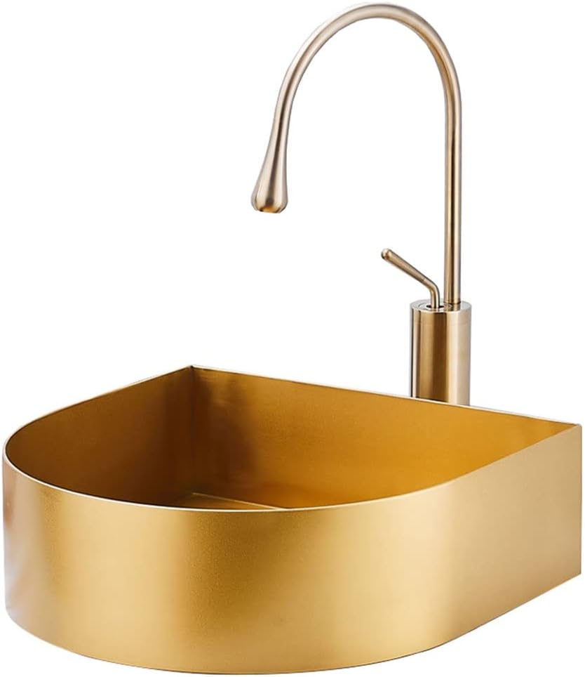 Kitchen Sink. Brushed Round Golden Bar Prep Sink, Single Bowl Prep, Thicken 304 Stainless Steel, Sink On Bathroom Counter