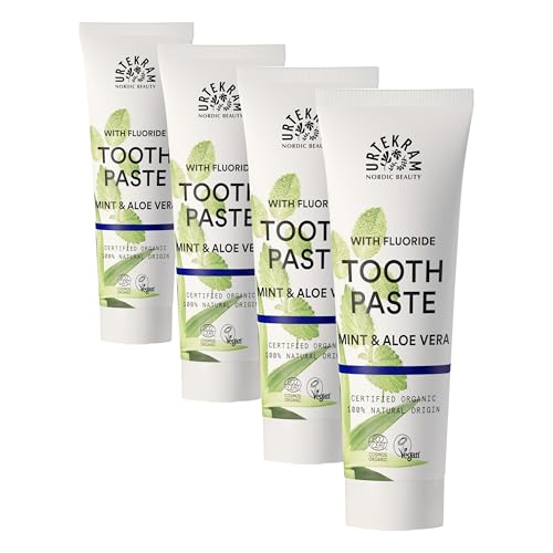 Dentifrice menthe Urtekram routine matinale fraîcheur 4 tubes