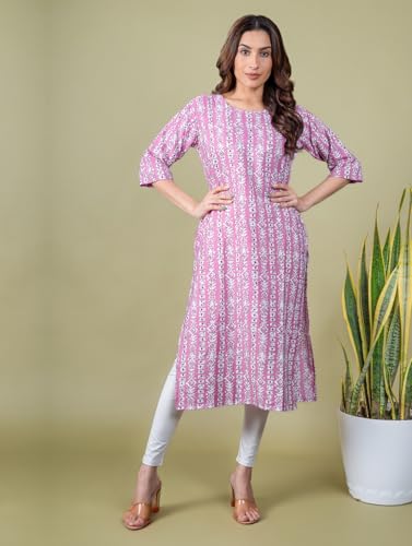 Image of Women's Straight Fit Printed Crepe Kurta, Casual Wear Kurti Design No 127