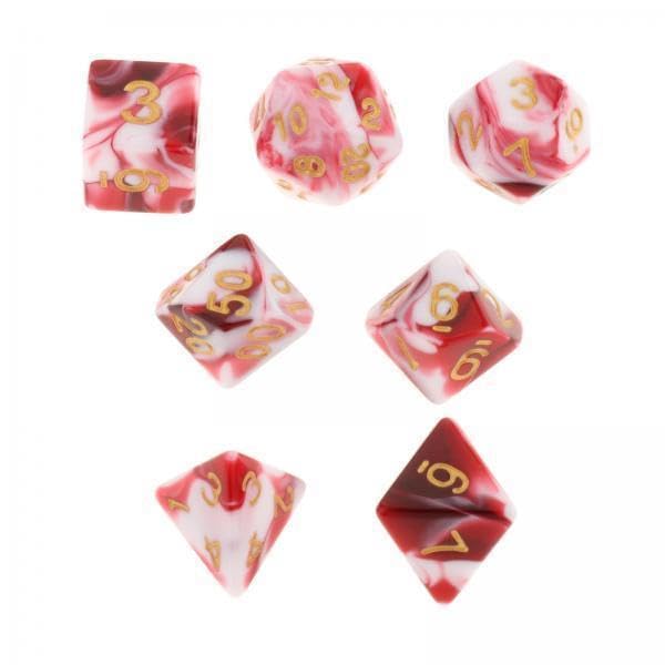 Toy 10x7Pcs Acrylic Polyhedral Dice Party Favors Props Table Games for DND RPG red White Accessories & Dice-image-12
