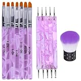 Kalolary 13PCS Uv Gel Nail Art Builder Brush Dotting Pen Tool Nail Art Dust Remover Brushes Powder for Nail Salon Home Use