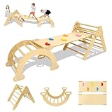 ACXIN 3-in-1 Montessori Klettergerüst Indoor für Kinder mit Kletterdreieck und Kletterbogen, Indoor Spielplatz Set aus Birkenholz, Klettergerüst Indoor 1-6 Jahre, vielseitiges Kletterspielzeug