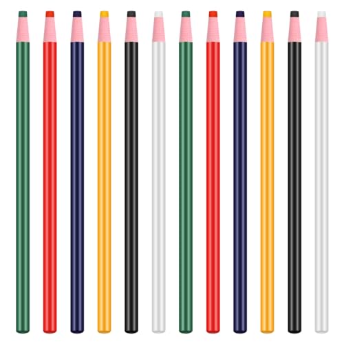 Dokeno 12 Piezas Lápiz de Marca de Costura 6 Colores Bolígrafo Borrable Tiza para Tela Modista Marcador de Prendas de Vestir a Medida