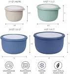 Oggi Ensemble de 4 Préparation, stockage & Servir les bols en plastique - w/See-Thru Lids- Lave-vaisselle, Micro-ondes & Congélateur en sécurité, (0.7, 1.4, 2.6, 4 Quarts) - Multicolore