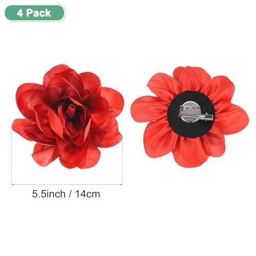 Image of M METERXITY Large Women's Brooches Lapel Pin, Lapel Pins Dainty Satin Fabric Big Camellia Flower Hair Clip Dancer Pin Up for Hats /Parties /Clothes /Jewelry