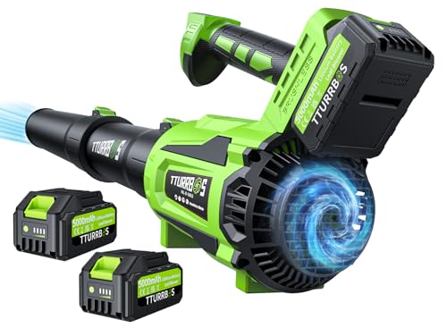 Leaf Blower Cordless - 650CFM Brushless Motor Leaf Blower with 6-Speed Control & Ergonomic Handle - Includes 2 x 5.0Ah Batteries & Fast Charger - Blowers for Lawn Care, Yard, Patio, Leaves, Snow, Dust