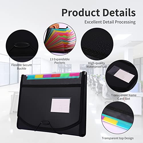 Cloudia 13 Pockets Accordion File Organizer, Expanding File Folder With Blank Labels, Super Heavyweight Monthly Accordion Folder, Desktop Accordion Folders (Black) #TOP2