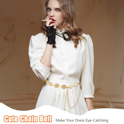 Metal Concho Belt, Silver Country Chain Belt Boho Waist Chain Country Concert Outfit Western Belt for Women Dress Jean3