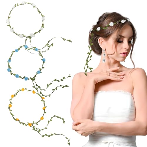 3 Pezzi Corona di Fiori Fascia da Donna, Ghirlanda...