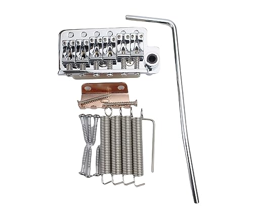 Guyker Guitar Tremolo Bridge String Spacing 10.8MM with Tremolo System Saddle And Brass Block & Spring and Claw, Pop-In Vibrato Bar, Complete Install Kit, GG1013A Chrome