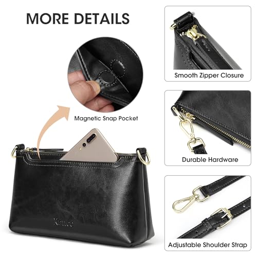 Kattee Leder-Umhängetaschen für Damen Trendige kleine Schulter-Geldbörsen und Handtaschen Wristlet-Clutch-Geldbörse mit 2 Riemen – Bild 6