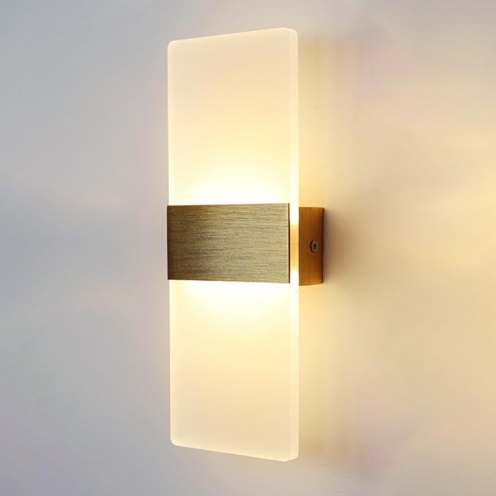 ZHKABEG Modern LED Wall Sconce, Up Down Wall Lights Acrylic Wall Lamp with 3 Color Mode, Indoor Hardwired Wall Mounted Lighting Fixture for Bedroom Living Room Hallway Corridor Stairs