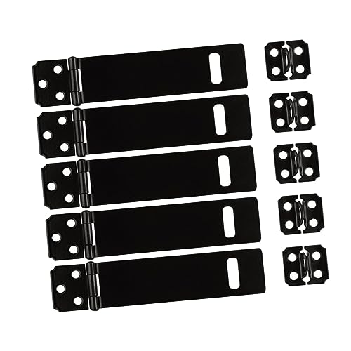 Image of DOITOOL Heavy Duty Padlock 5Pc 5 Heavy Duty Padlock hasp Lock Padlock hasp Door hasp Stainless Steel Black Paint Padlock Hasp Door Clasp