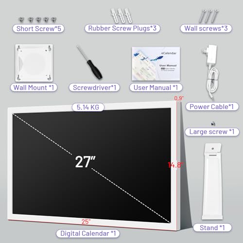 Image of 27 inch Smart Calendar Max, Digital Calendar & Chore Chart, Family Organizer with Interactive Touchscreen Display - Wall Mountable in Portrait or Landscape, Gifts for Women Men