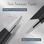 Tweezers for Women Facial Hair, Slant & Point Tip 2 Pack Eyebrow Tweezers for Men, Professional Tweezer Set Stainless Steel Precision Tweezers for Eyebrows, Splinter, Ingrown Hair Removal - Image 2