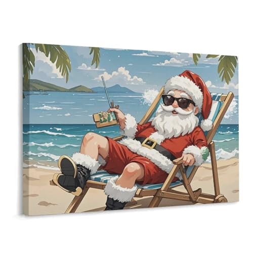 Toile de Noël mer 40x30cm pour raviver un mur vide sans travaux