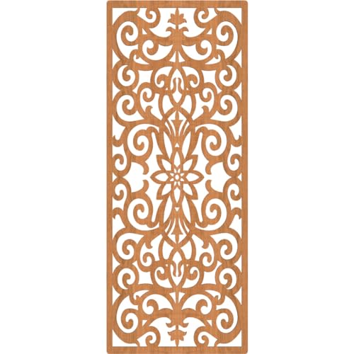 Image of Buel Decorative Pierced Fretwork Wood Wall Panels, 19 3 /8 inchW x 49 3 /8 inchH x 1 /4 inchT, Cherry