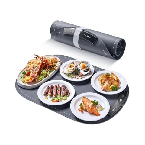 SINOPUREN Electric Food Warming Mat - Silicone Warming Tray for Buffets, Parties, and Catering - Adjustable Temperature Control, Portable & Easy to Clean, 380 Sq in Surface Cover