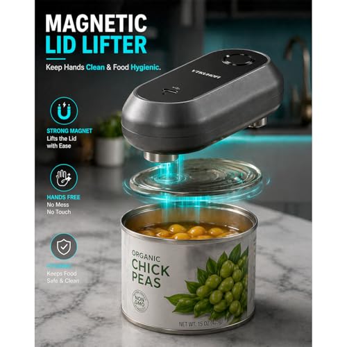 Image of Rechargeable Electric Can Opener, Handsfree Automatic Can Opener Electric, Side Cut Smooth Edge, Magnet Lid Lifter, Stainless Steel Professional-Grade Blade, for Elderly and Arthritic Users