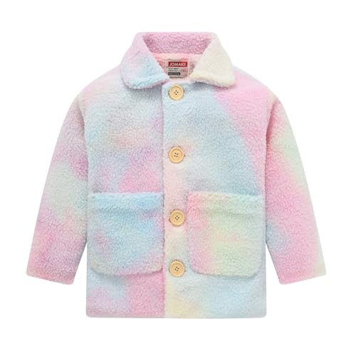 Girls Fuzzy Fleece Jacket Button Down Sherpa Coats Casual Winter Warm Outwear Kids Cute Tops Jackets With Pockets