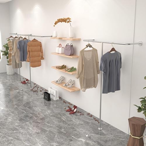 Perchero de pared de acero inoxidable para ropa con barra ajustable multiusos 3
