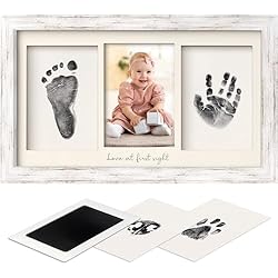 Inkless Hand and Footprint Kit, Boy, Girl, Newborn Keepsake -No Mess Ink Pad for Baby Handprint,Clean Touch Paw Print Kit for Dog Picture Frame,Personalized Baby Christmas Shower Gifts(Vintage White)