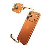 YBDXVX for iPhone 17 Pro Max Aluminum Bumper Case Slim Thin Metal Frameless Minimalist Borderless Design with Camera Lens Protector Shockproof Protective Cover for Men Women, Orange
