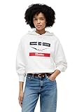 Tommy Hilfiger Women's F1 Chevron Hoodie,White Medium