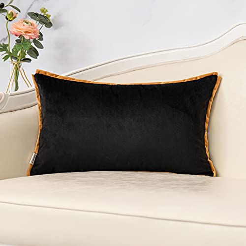 Yangest Leopard Velvet Lumbar Throw Pillow Cover Black And Gold Decorative Cheetah Cushion Case 12X20 Inch Modern Pillowcase For Sofa Couch Bedroom Living Room Home Decor #TOP1