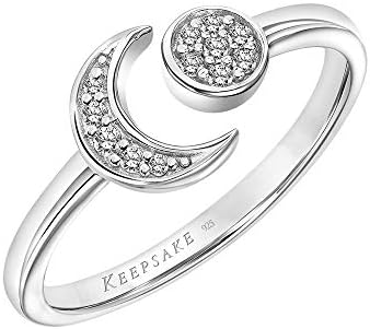 Moon Sun Star Diamond Fashion Stackable Open Ring in 925 Sterling Silver .09ct (I-J Color, I3 Clarity), Size 6, by Keepsake