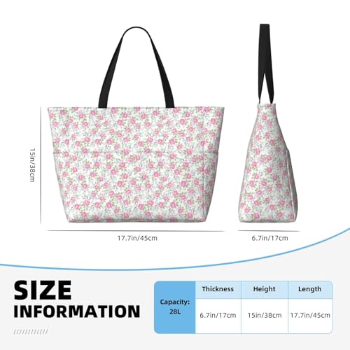 Large Beach Bags Water-resistant Sandproof - Pink floral Cute Beach Tote Bags for Women with Zipper2