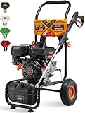 AidBuilt 3500 PSI Gas Pressure Washer, 2.3 GPM High Power Washer with 209CC Engine, 25FT Hose, 4 Quick-Connect Nozzles, for Cleaning Walls, Vehicles, Gardens, Driveways, Concrete(Orange)