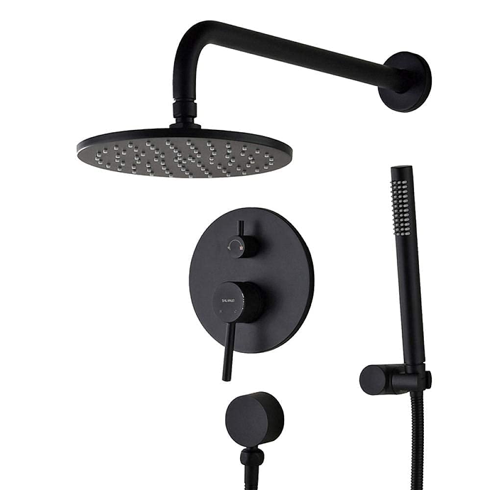 Douche effet pluie noire 10" haut de gamme avec mitigeur encastré design luxe