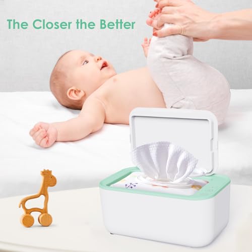Baby Wipe Warmer and Baby Wet Wipes Dispenser: Wipes Warmer for Newborn Baby Evenly Overall Heated | Portable Wipe Warmer Large Capacity Diaper Warmer Wipes for Baby | Wipe Dispenser Nursery (Green)