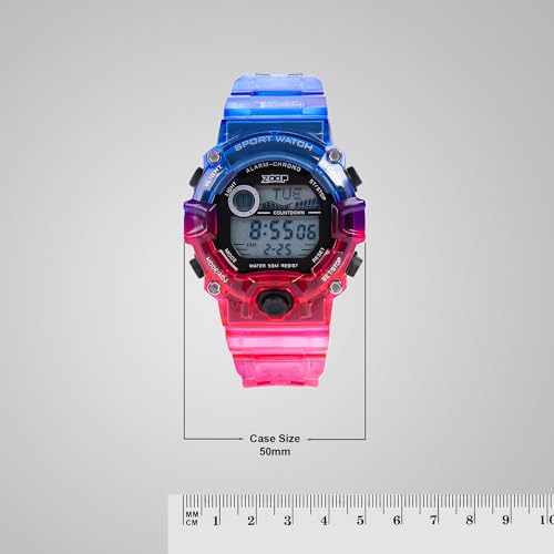 Image of Zoop Digital Watch with Digital Dial & Transparent Blue Red Strap for Boys Kids, from House of Titan - 16051PP05