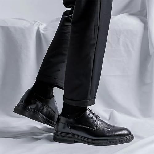 New Men's Fashion Casual Professional Low Top Round Head Shoes，Soft Sole Versatile Leather Shoes Pointed Toe Rubber Sole3